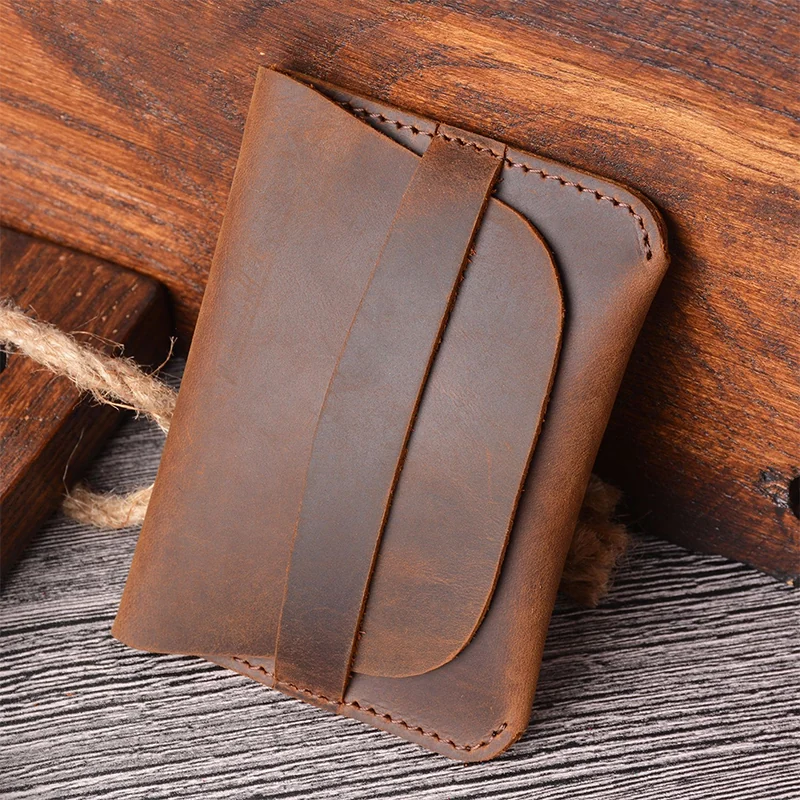 wholesale Crazy Horse leather card holder wallet 7386 in brown