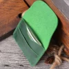 Green Crazy Horse leather card holder wallet 7386 showing interior storage