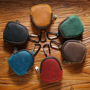 Style 8061 Crazy Horse leather coin pouches in six colors