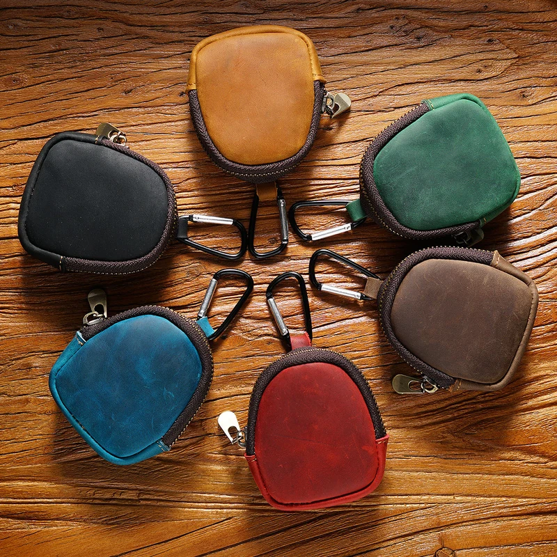 Style 8061 Crazy Horse leather coin pouches in six colors