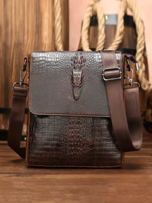 Crocodile Embossed Messenger Bag