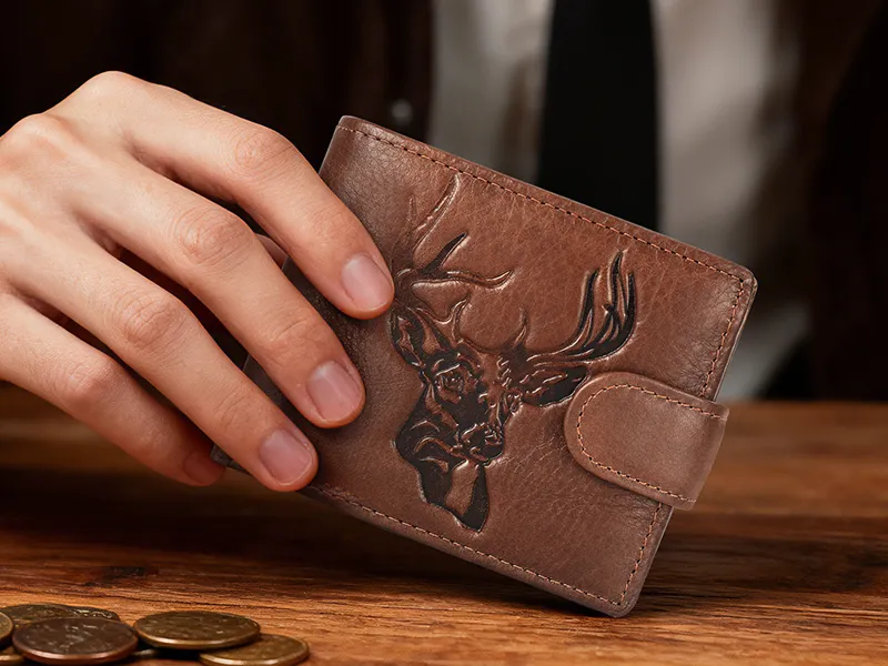 Embossed Deer Head Wallet