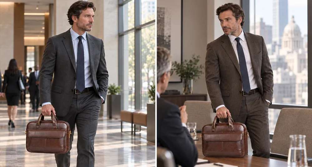 Leather briefcase for lawyers