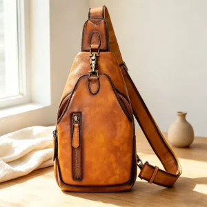 Leather chest bag