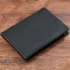 Black top-grain cowhide passport holder PH-101 closed view
