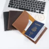Top-grain cowhide PH-101 passport holder with passport and boarding pass