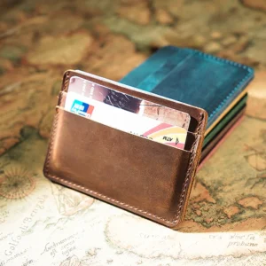 PK-103 Crazy Horse leather card holder — lifestyle PK-103 Crazy Horse leather card holder in Brown with available colors
