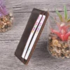 Coffee PK-103 Crazy Horse leather card holder showing slim profile