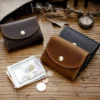 PK-127 leather accordion card wallet in black, coffee and brown