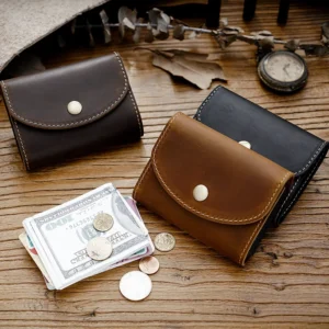 PK-127 leather accordion card wallet in black, coffee and brown