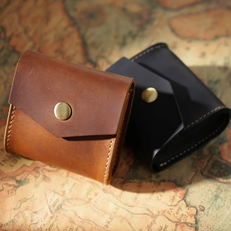 wholesale Crazy Horse leather earphone pouch PL-109 in brown and black