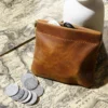wholesale Crazy Horse leather squeeze pouch PL-112 in brown