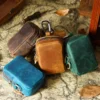Crazy Horse leather utility pouch PL-117 in brown, coffee, green and blue