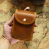 PL-121 Crazy Horse leather belt pouch in Brown