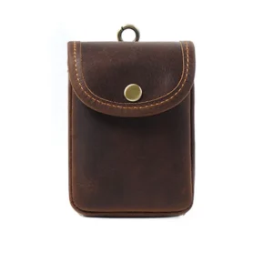 Front view of PL-121 Crazy Horse leather belt pouch
