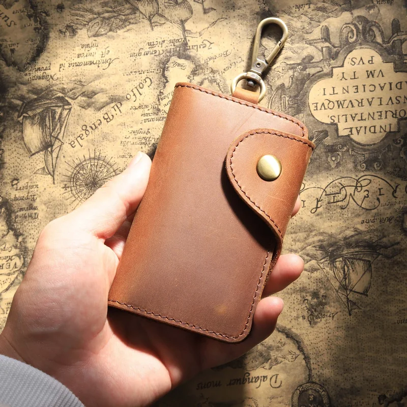 wholesale Crazy Horse leather key holder wallet PY-022 in brown