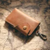 Brown PY-022 Crazy Horse leather key holder wallet closed
