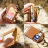 Leather ID badge holder PY-024 construction and rear pocket details