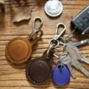 wholesale leather AirTag holder keychain PY-028 with keys