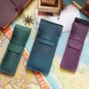 wholesale top grain leather pen pouch T03 in green blue and purple
