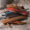 T29 Crazy Horse leather zipper pen pouch holding multiple pens