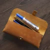 Wholesale Crazy Horse leather pen pouch T31 open with pens