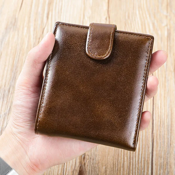Wholesale brown genuine leather RFID wallet OEM ODM supplier