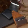Wholesale Crazy Horse leather card holder PK-120 with snap closure and card slots