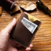 Wholesale Crazy Horse leather card holder PK-126 in brown with cash and card pockets