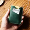 Wholesale Crazy Horse leather card holder PK-126 in green with angled card slots