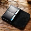 Wholesale Crazy Horse leather passport holder PH-106 black interior with card slots