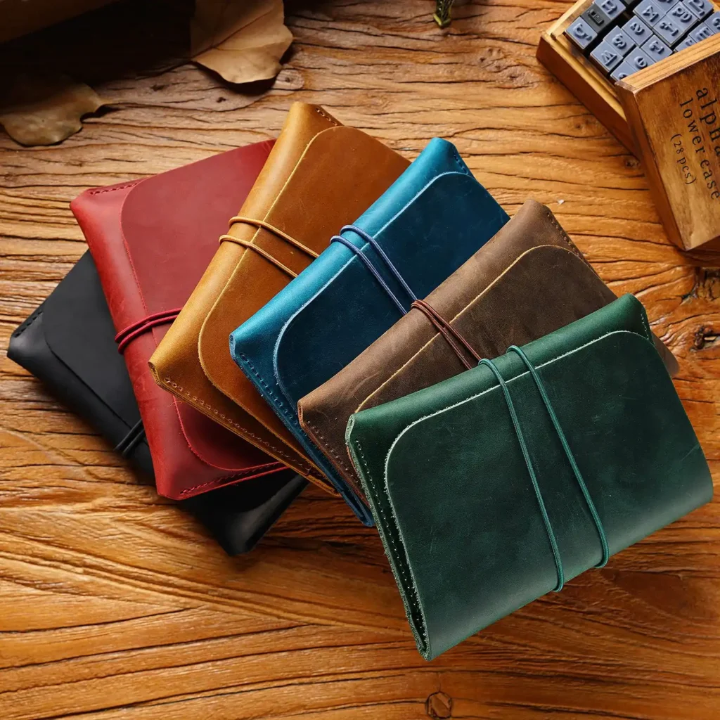 Wholesale Crazy Horse leather passport holder PH-106 in six colors with elastic closure