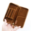 Wholesale Crazy Horse leather pen case T61 open interior with pen slots and pocket