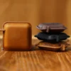 Wholesale Crazy Horse leather retractable tape measure PC-006 in black coffee brown and tan