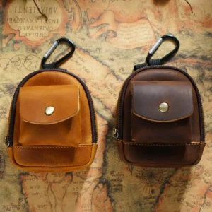 Wholesale Crazy Horse leather utility pouch PL-120 in tan and brown