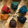 Wholesale Crazy Horse leather utility pouch PL-120 in six colors with carabiner