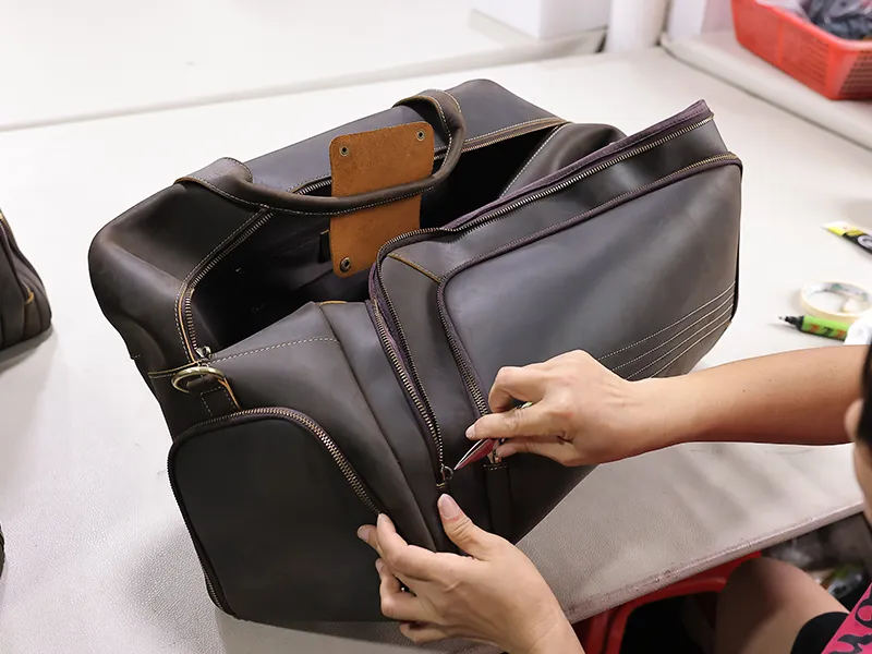 custom leather bag US certification