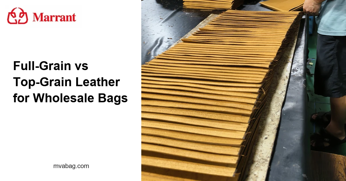 Full-grain vs top-grain leather for wholesale bags