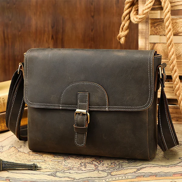 leather messenger bag manufacturer buckle flap
