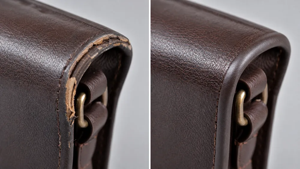 genuine leather bag edge repair: repair peeling leather bag edge