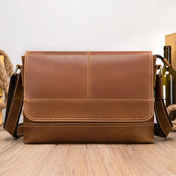 wholesale vintage brown leather messenger bag
