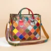 multi coloured leather bags style 10661 in random patchwork cowhide
