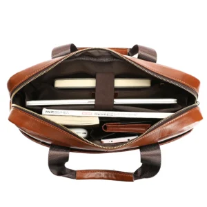 Vintage leather briefcase 1116 with 14-inch laptop sleeve and organized pockets