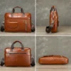 Vintage leather briefcase style 1116 front side back and base