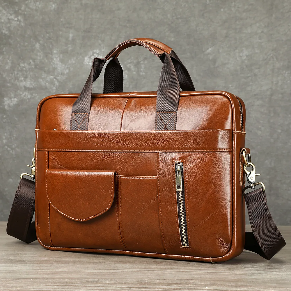 Briefcase leather vintage style 1116 in Brown