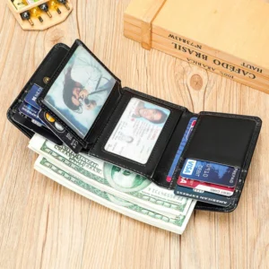 wholesale trifold leather wallet 1135 interior with ID windows