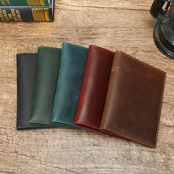 Custom passport cover 1368 in five Crazy Horse leather colors
