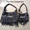 black leather hobo shoulder bag style 253 large and small size comparison