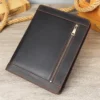 Dark Coffee wholesale leather portfolios style 3025 with exterior zipper pocket