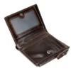 Dark coffee leather wallet 6046 open interior with card and ID slots